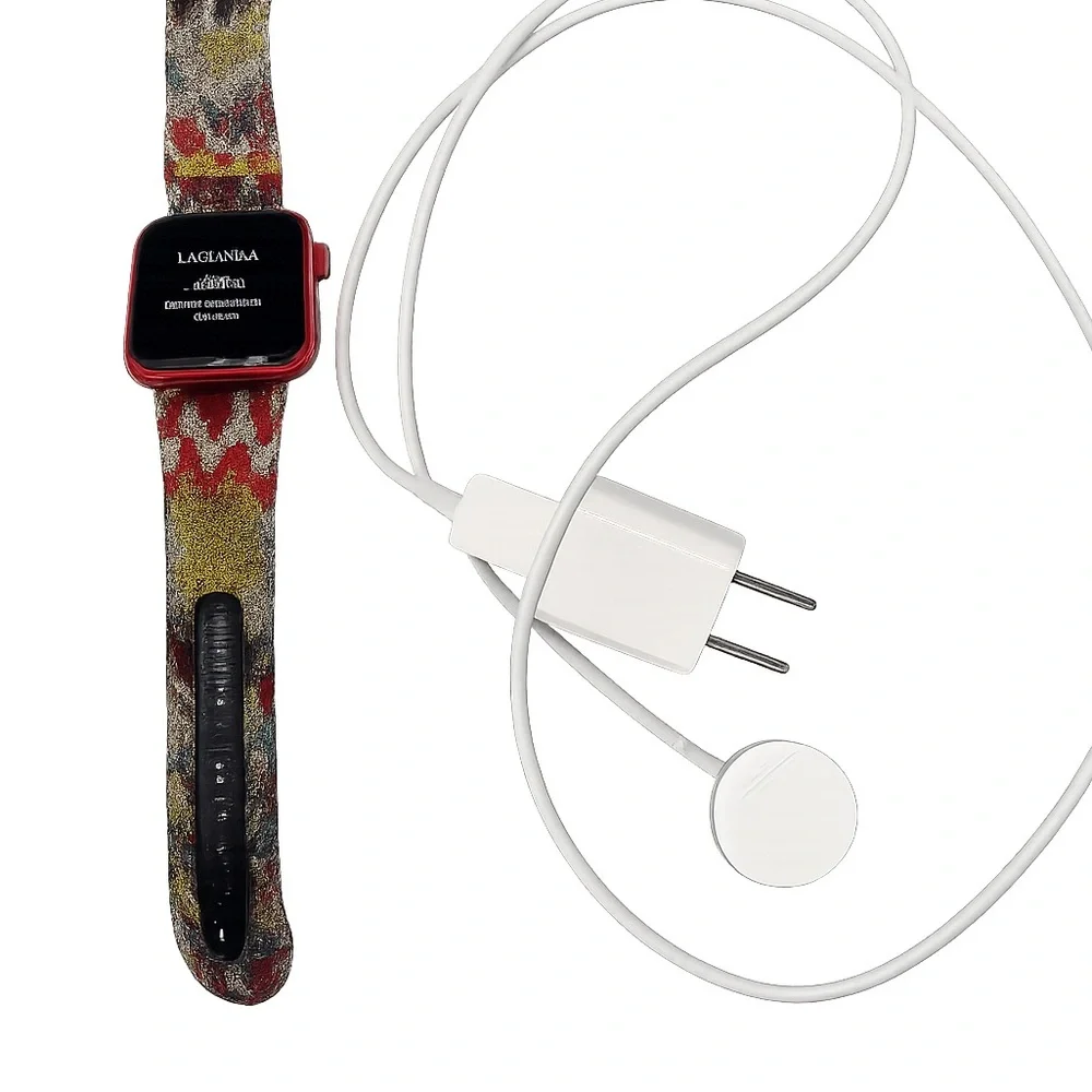 Red Smartwatch with Charger